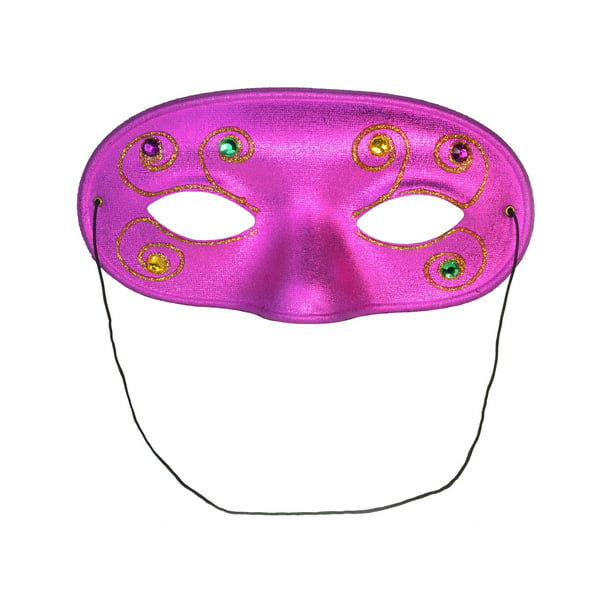 Women Princess Masquerade Mask Embellished with Gems Lace Mardi Gras Rose Gold